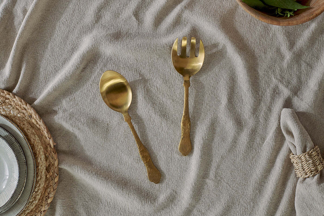 Khana Salad Servers Brushed Gold Set Of 2