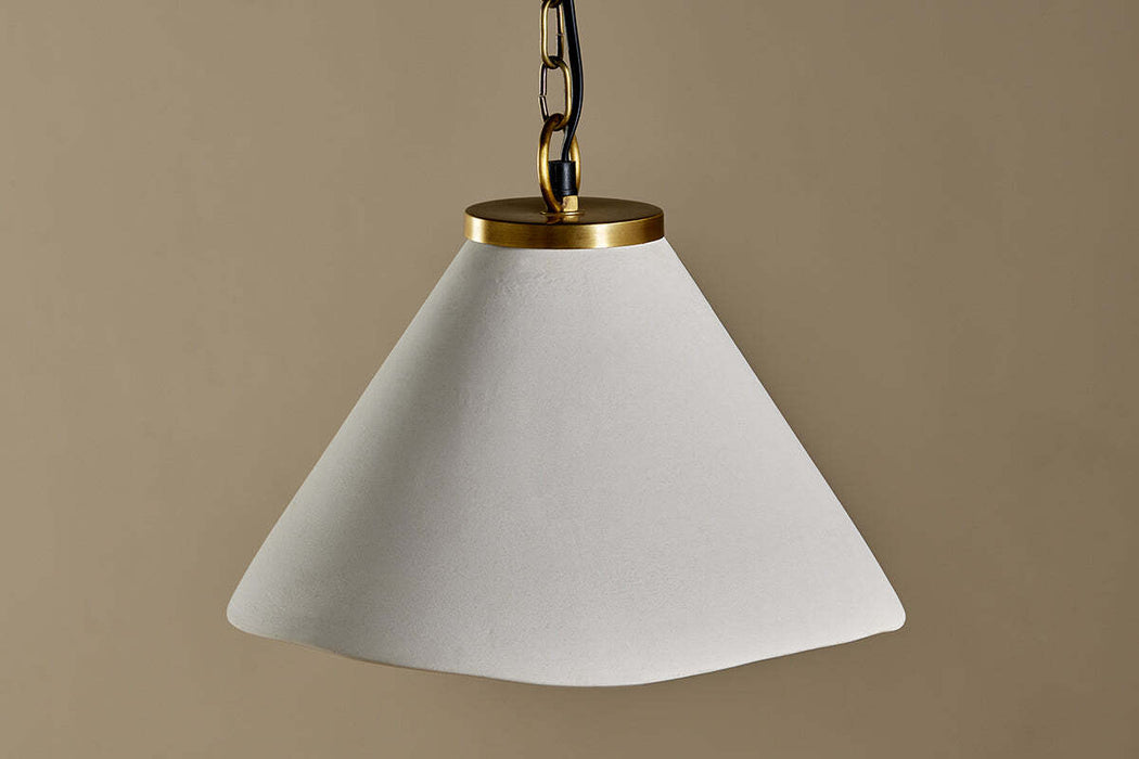 Kiara Organic Shape Ceramic Pendant Light Off White Antique Brass