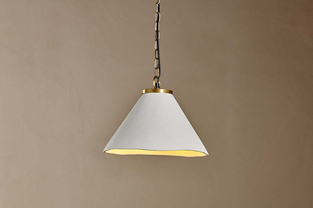 Kiara Organic Shape Ceramic Pendant Light Off White Antique Brass