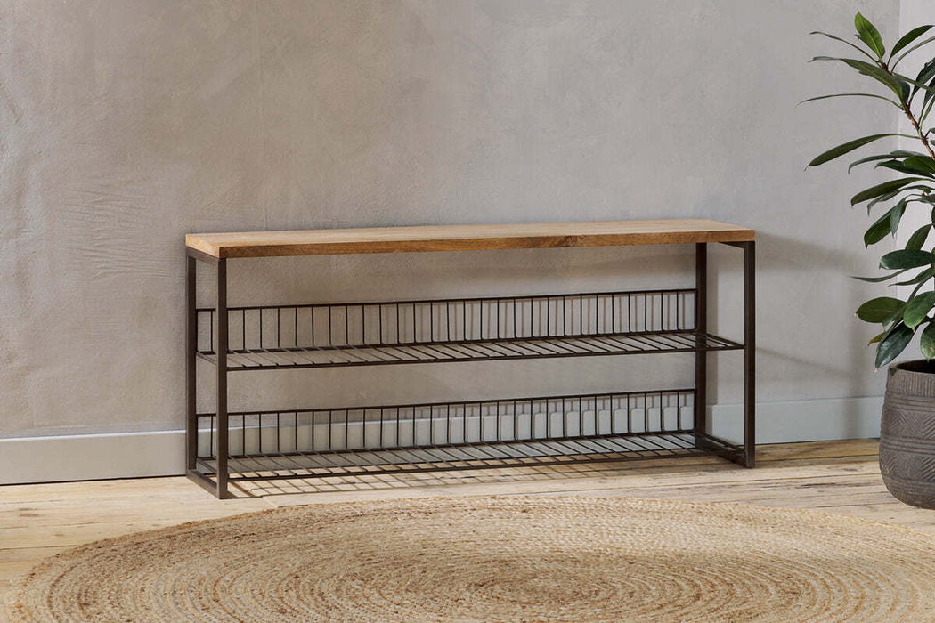 Kiyoma Iron Wood Low Standing Shelves Natural