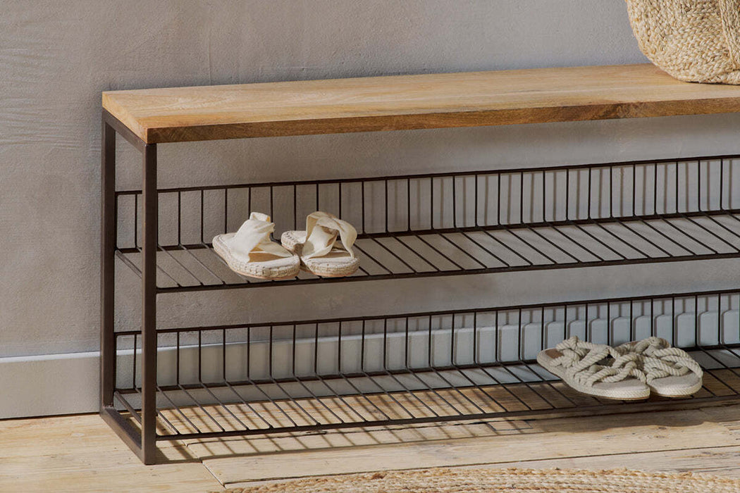 Kiyoma Iron Wood Low Standing Shelves Natural