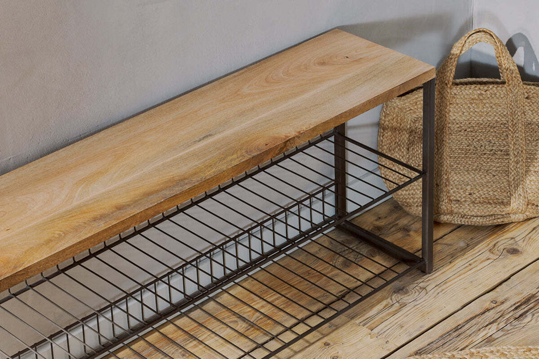 Kiyoma Iron Wood Low Standing Shelves Natural
