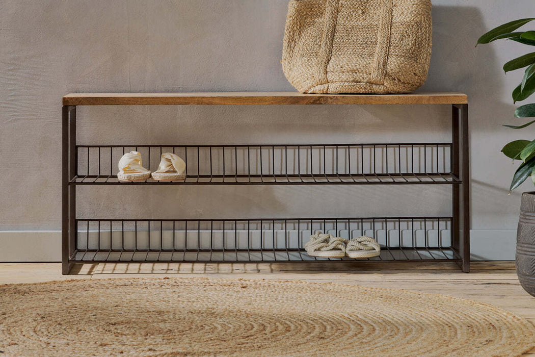 Kiyoma Iron Wood Low Standing Shelves Natural