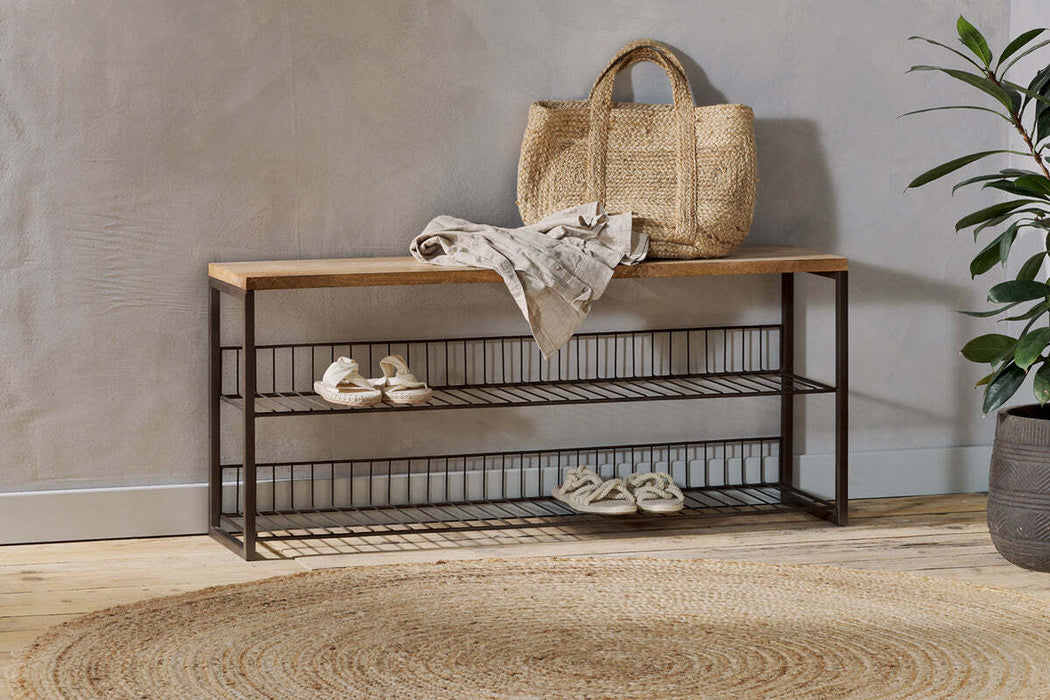 Kiyoma Iron Wood Low Standing Shelves Natural