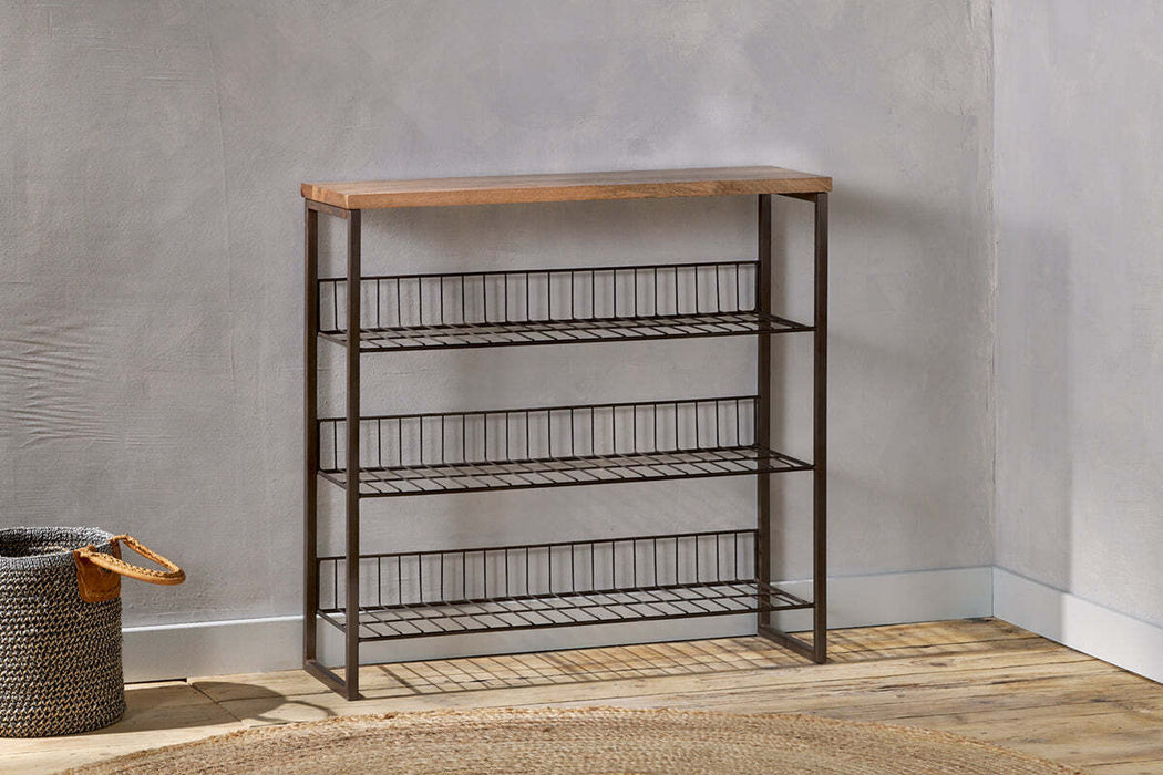Kiyoma Iron Wood Tall Standing Shelves Natural