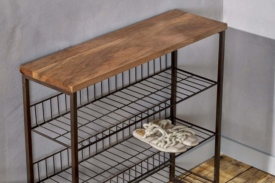 Kiyoma Iron Wood Tall Standing Shelves Natural