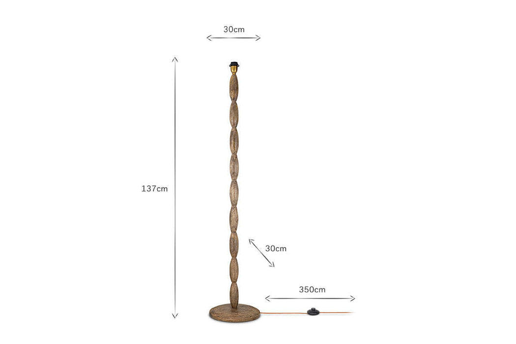 Konali Mango Wood Floor Lamp Ash Stain