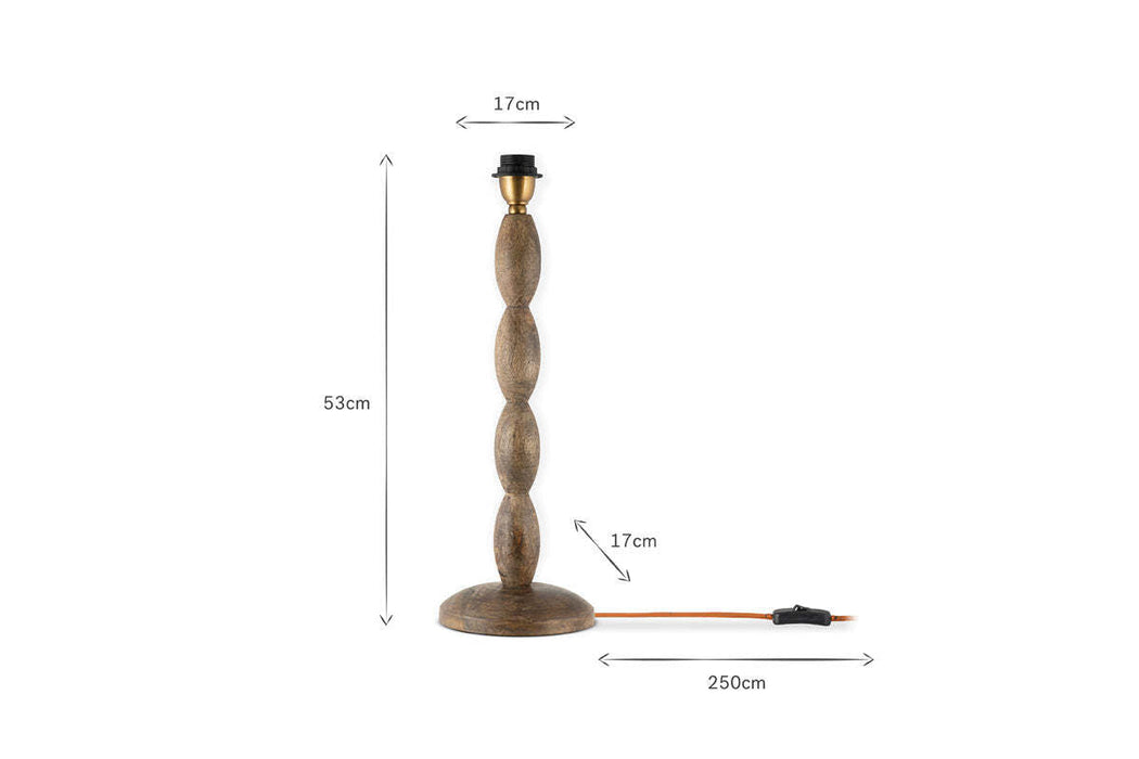 Konali Mango Wood Table Lamp Ash Stain