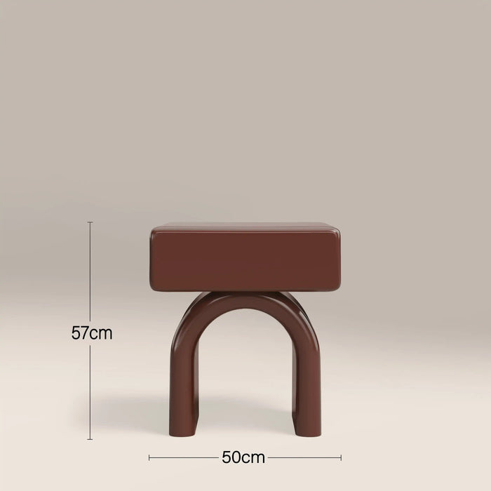 Kudo 1 Drawer Rectangle Bedside Table High Gloss Burgundy