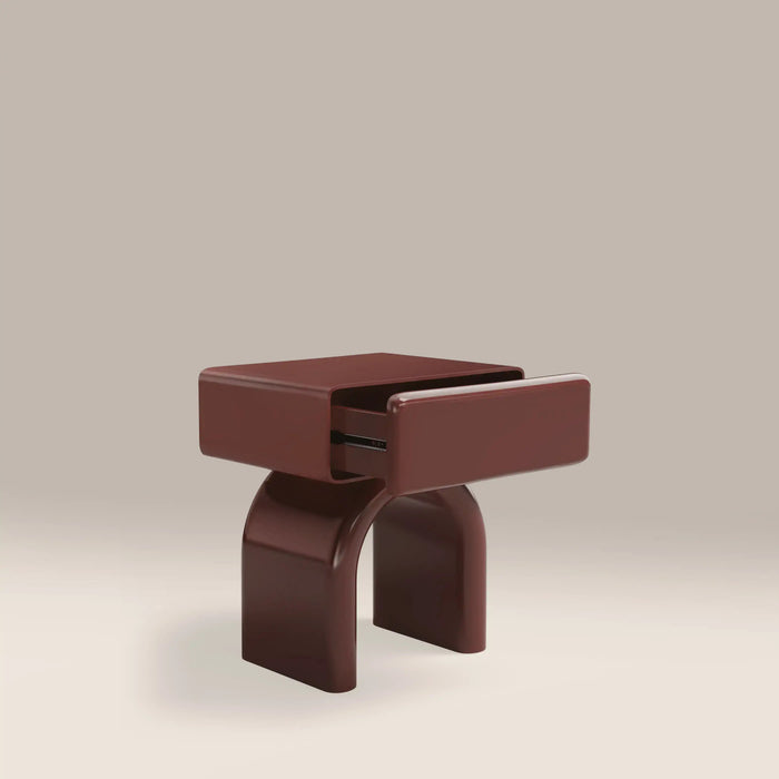 Kudo 1 Drawer Rectangle Bedside Table High Gloss Burgundy