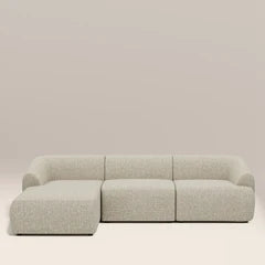 Malmo Left Hand 3 Seater Chaise Sofa | Oatmeal Woven Boucle