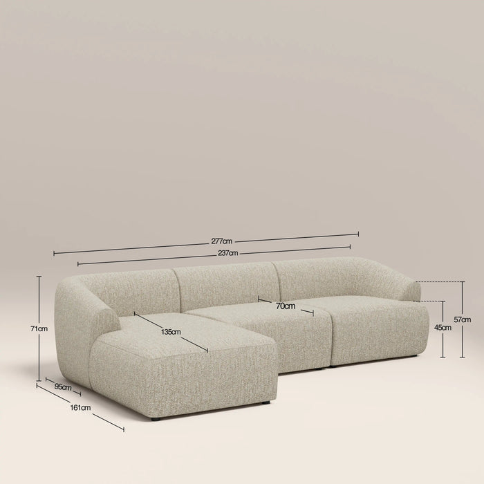 Malmo Left Hand 3 Seater Chaise Sofa Oatmeal Woven Boucle