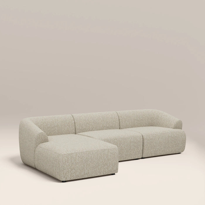 Malmo Left Hand 3 Seater Chaise Sofa Oatmeal Woven Boucle