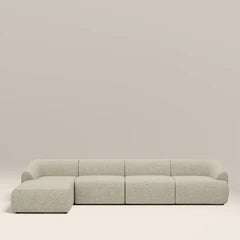 Malmo Left Hand 4 Seater Chaise Sofa | Oatmeal Woven Boucle