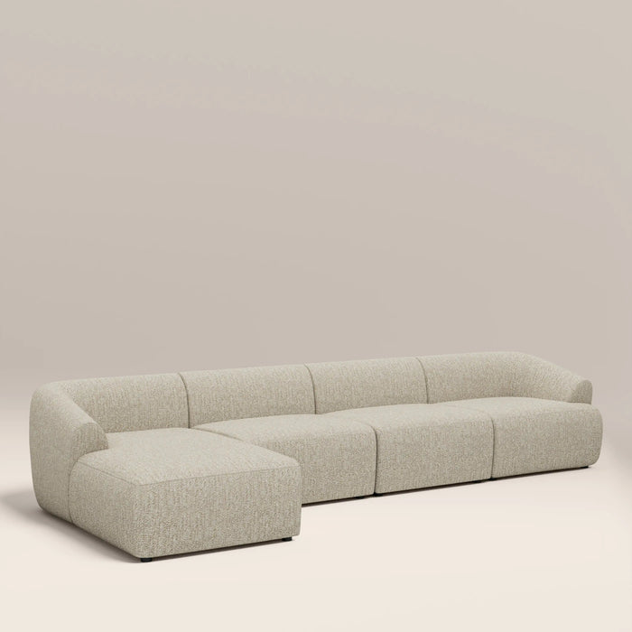 Malmo Left Hand 4 Seater Chaise Sofa Oatmeal Woven Boucle