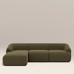 Malmo Left Hand 3 Seater Chaise Sofa | Olive Green Velvet Chenille