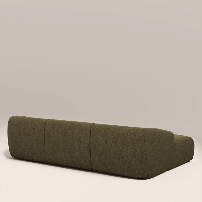 Malmo Left Hand 3 Seater Chaise Sofa Olive Green Velvet Chenille