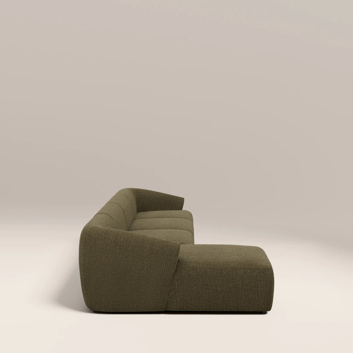 Malmo Left Hand 4 Seater Chaise Sofa Olive Green Velvet Chenille