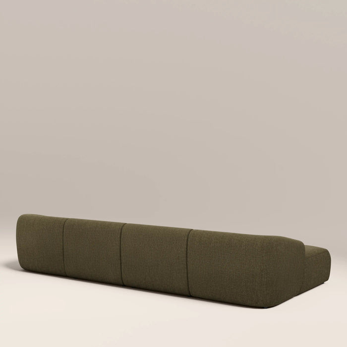 Malmo Left Hand 4 Seater Chaise Sofa Olive Green Velvet Chenille