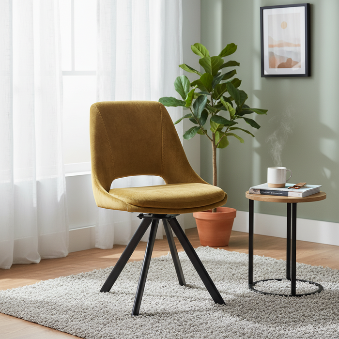 Mustard Velvet Swivel Dining Chair (Set Of 2)