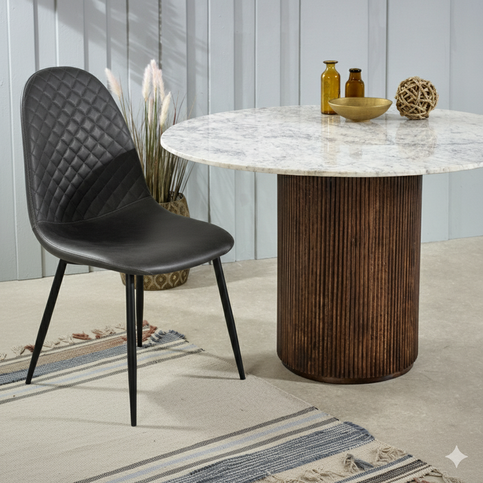 Corona Leather Steel Legs Dining Chairs (Set Of 4) - Grey