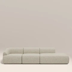 Malmo Left Hand 3 Seater Divan Sofa | Oatmeal Woven Boucle