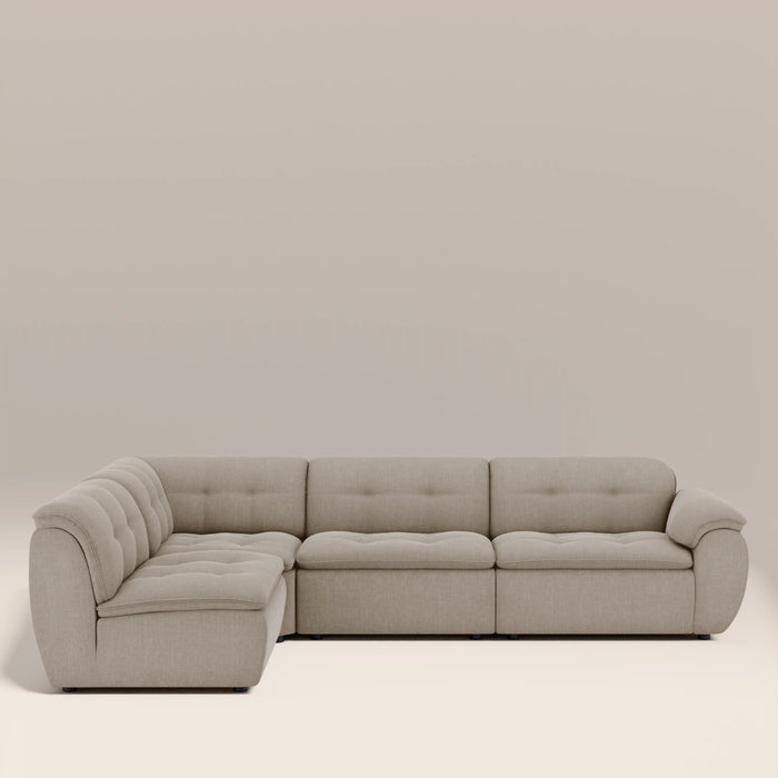 Bamba Left Hand Armless 3 Seater Corner Sofa | Pebble Grey Velvet Chenille