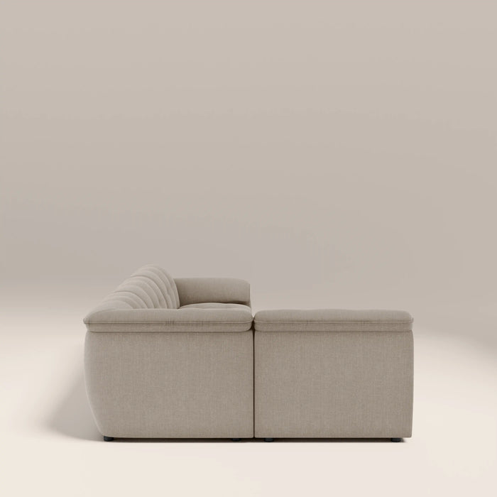 Bamba Left Hand Armless 3 Seater Corner Sofa | Pebble Grey Velvet Chenille