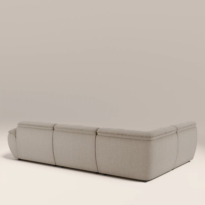 Bamba Left Hand Armless 3 Seater Corner Sofa | Pebble Grey Velvet Chenille