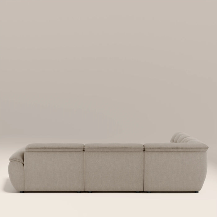 Bamba Left Hand Armless 3 Seater Corner Sofa | Pebble Grey Velvet Chenille