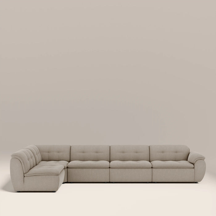 Bamba Left Hand Armless 4 Seater Corner Sofa | Pebble Grey Velvet Chenille