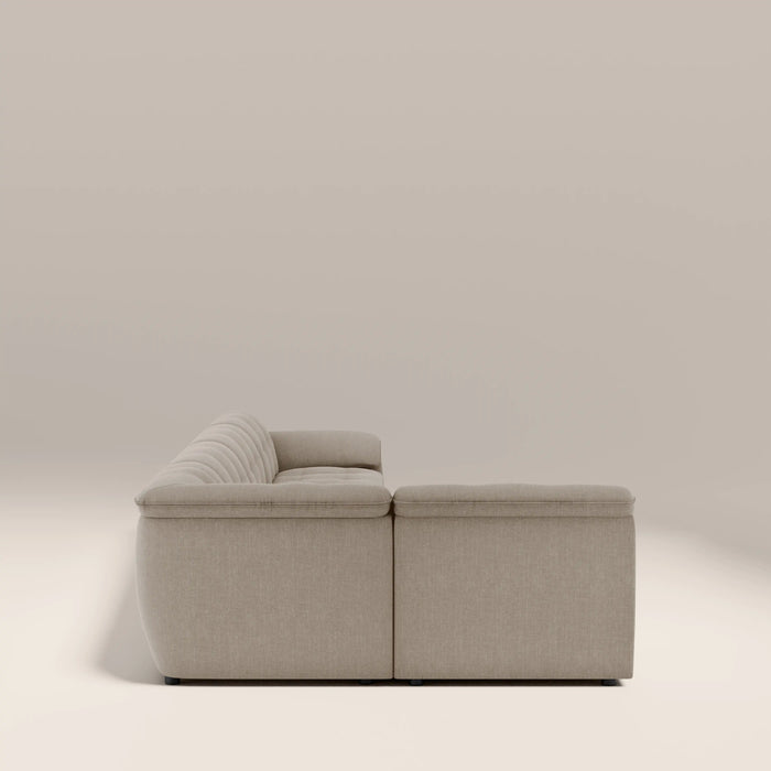 Bamba Left Hand Armless 4 Seater Corner Sofa | Pebble Grey Velvet Chenille