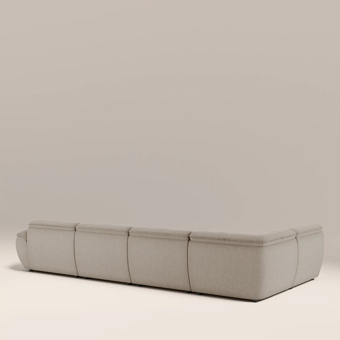 Bamba Left Hand Armless 4 Seater Corner Sofa | Pebble Grey Velvet Chenille