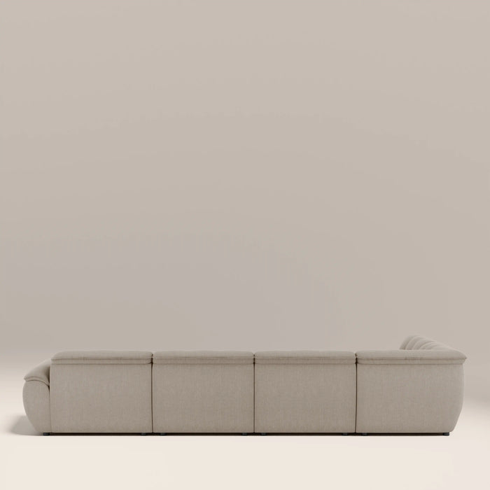 Bamba Left Hand Armless 4 Seater Corner Sofa | Pebble Grey Velvet Chenille