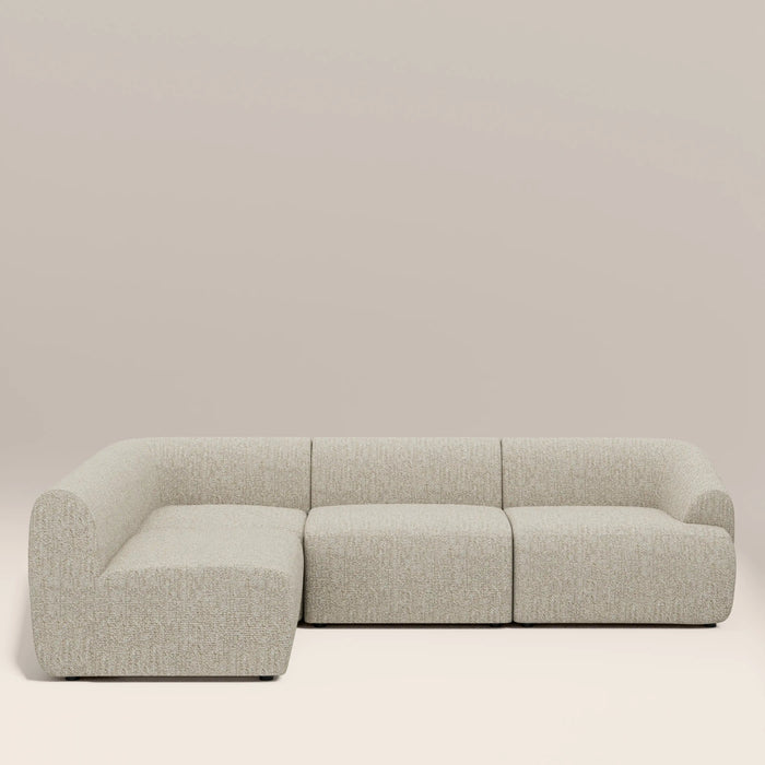 Malmo Left Hand Armless 3 Seater Corner Sofa Oatmeal Woven Boucle