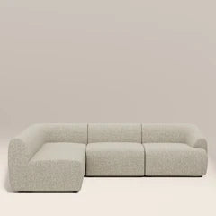 Malmo Left Hand Armless 3 Seater Corner Sofa | Oatmeal Woven Boucle