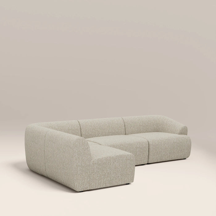 Malmo Left Hand Armless 3 Seater Corner Sofa Oatmeal Woven Boucle