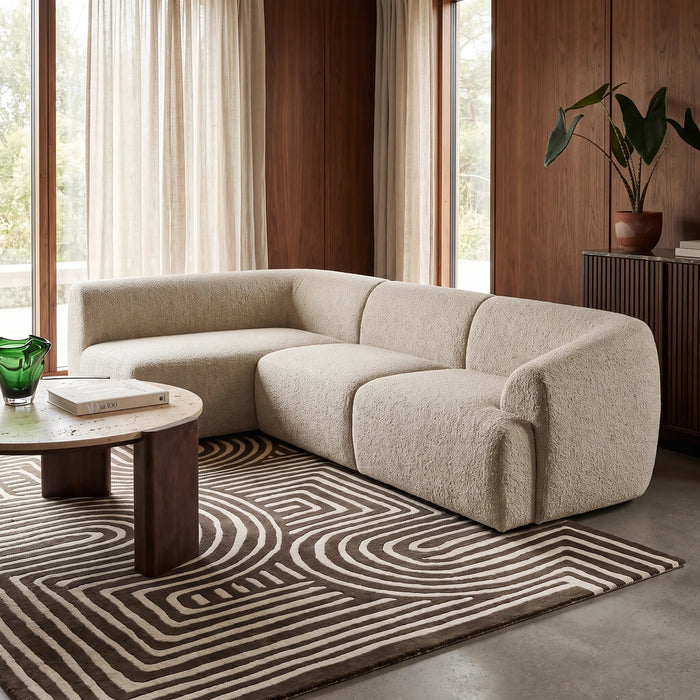 Malmo Left Hand Armless 3 Seater Corner Sofa Oatmeal Woven Boucle