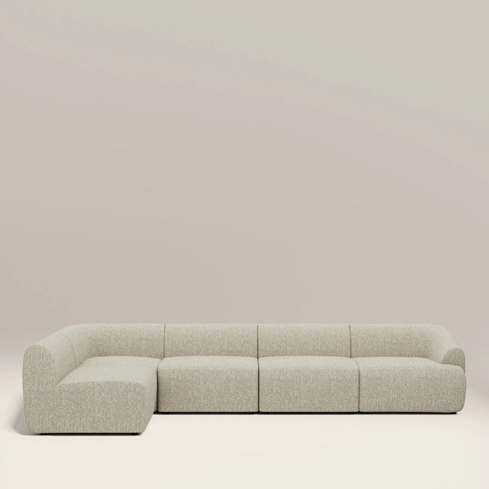 Malmo Left Hand Armless 4 Seater Corner Sofa Oatmeal Woven Boucle