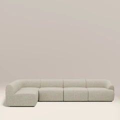 Malmo Left Hand Armless 4 Seater Corner Sofa | Oatmeal Woven Boucle
