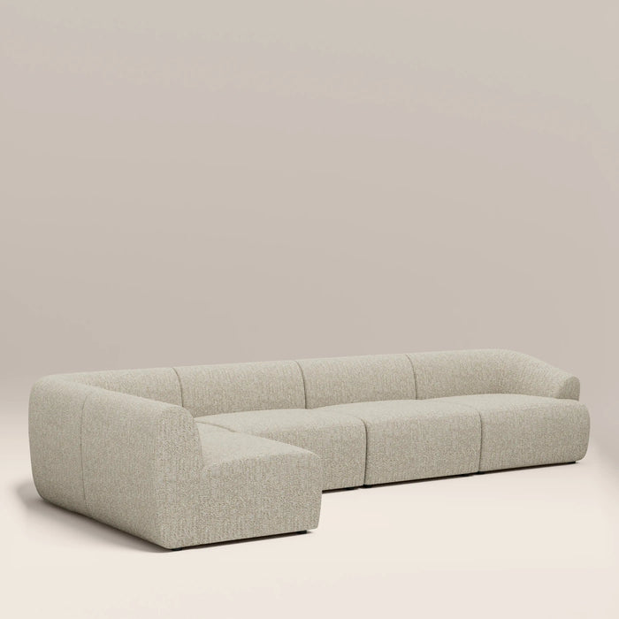 Malmo Left Hand Armless 4 Seater Corner Sofa Oatmeal Woven Boucle
