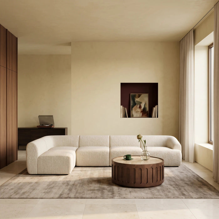 Malmo Left Hand Armless 4 Seater Corner Sofa Oatmeal Woven Boucle