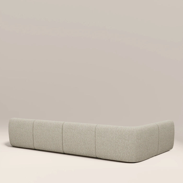 Malmo Left Hand Armless 4 Seater Corner Sofa Oatmeal Woven Boucle