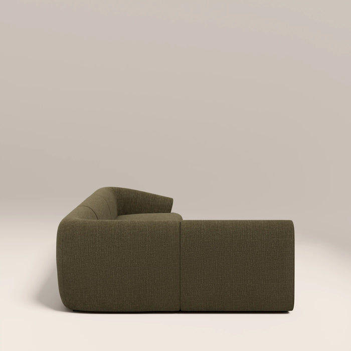 Malmo Left Hand Armless 3 Seater Corner Sofa Olive Green Velvet Chenille