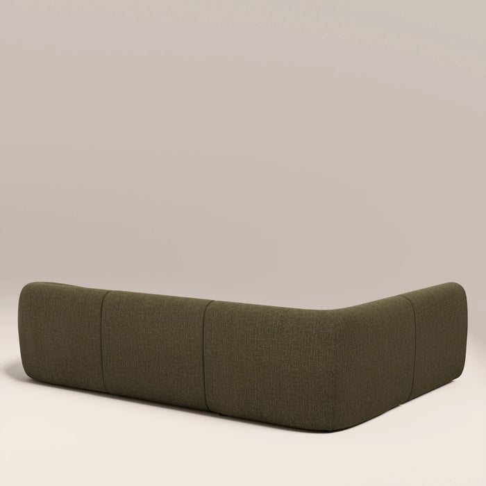 Malmo Left Hand Armless 3 Seater Corner Sofa Olive Green Velvet Chenille