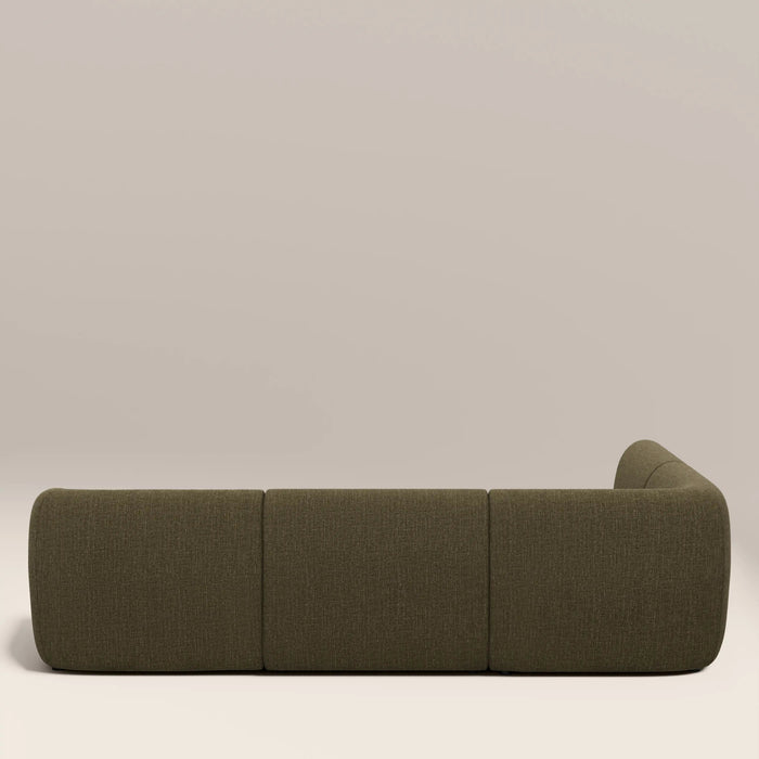Malmo Left Hand Armless 3 Seater Corner Sofa Olive Green Velvet Chenille