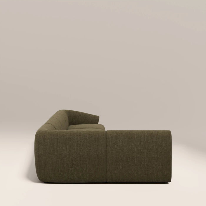 Malmo Left Hand Armless 4 Seater Corner Sofa Olive Green Velvet Chenille