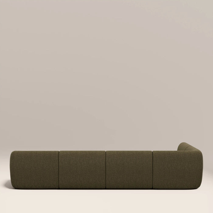 Malmo Left Hand Armless 4 Seater Corner Sofa Olive Green Velvet Chenille
