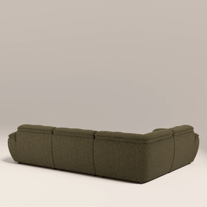 Bamba Left Hand 3 Seater Corner Sofa | Olive Green Velvet Chenille