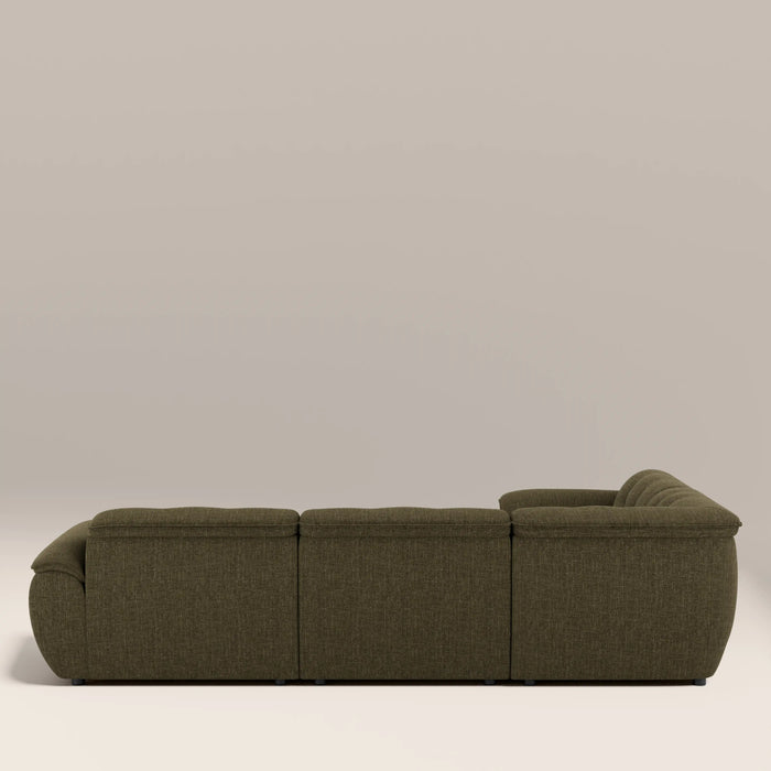 Bamba Left Hand 3 Seater Corner Sofa | Olive Green Velvet Chenille